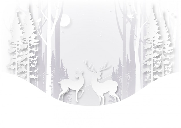 Jelenia Przyroda W Lesie Na Zima Sezonu Krajobrazie I święta Bożego Narodzenia Pojęciu.