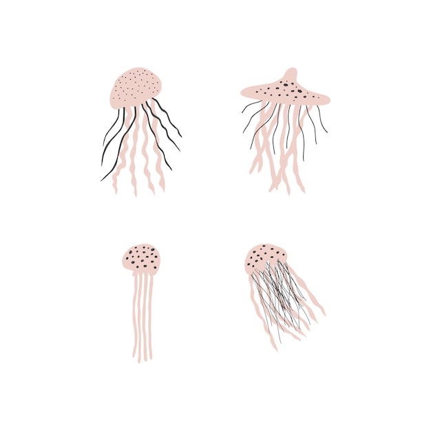 Plik wektorowy jellyfish charakter zwierząt morskich na głębokim tle ilustracja dzikiego życia ilustracja wektora