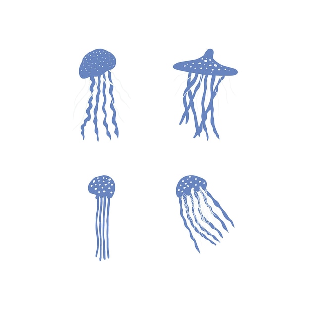 Jellyfish Charakter Zwierząt Morskich Na Głębokim Tle Ilustracja Dzikiego życia Ilustracja Wektora