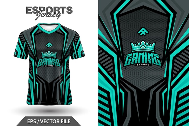 Plik wektorowy jersey gaming esport design czarna niebieska tosca