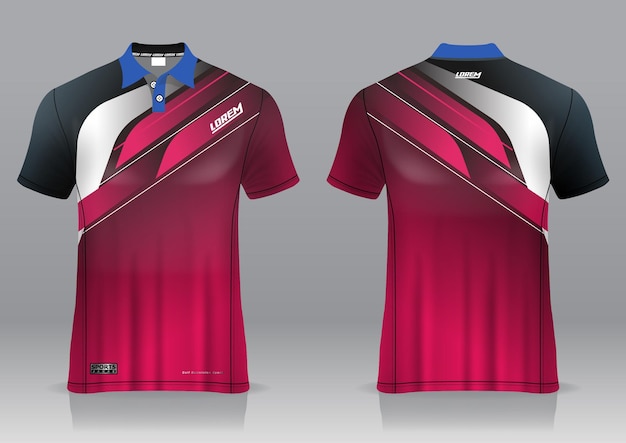 Jersey Golf, Widok Z Przodu I Z Tyłu, Sportowy Design I Gotowy Do Nadruku Na Tkaninie I Texlicie