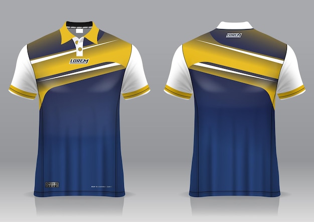 Jersey Golf, Widok Z Przodu I Z Tyłu, Sportowy Design I Gotowy Do Nadruku Na Tkaninie I Texlicie