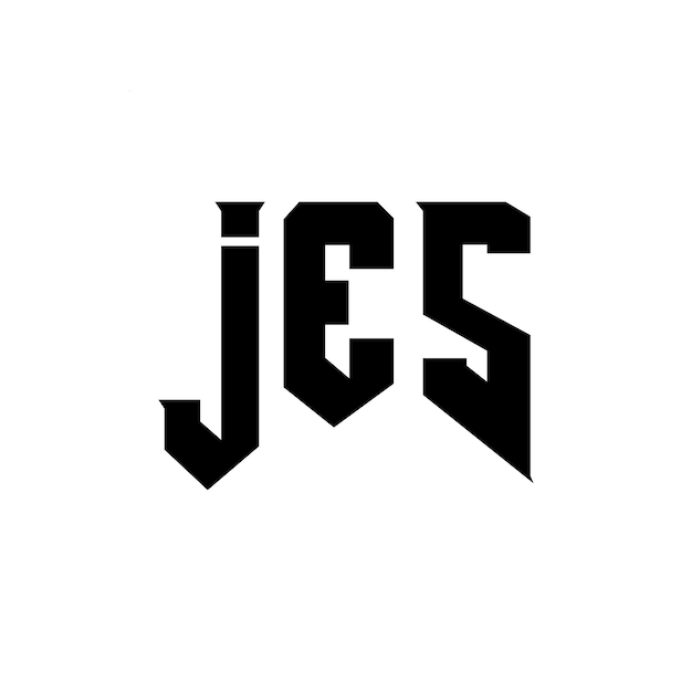 JES - logo dla firmy technologicznej, czarno-białe połączenie kolorów, logo JES, wektor JES, ikona JES, alfabet JES, typografia, logo