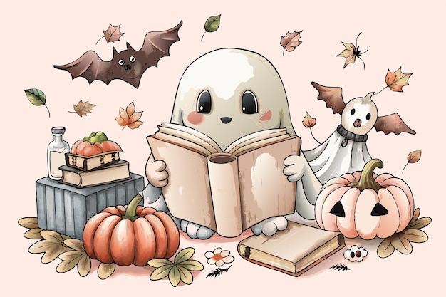 Jesień Halloween Słodki Duch Czytaj Książka