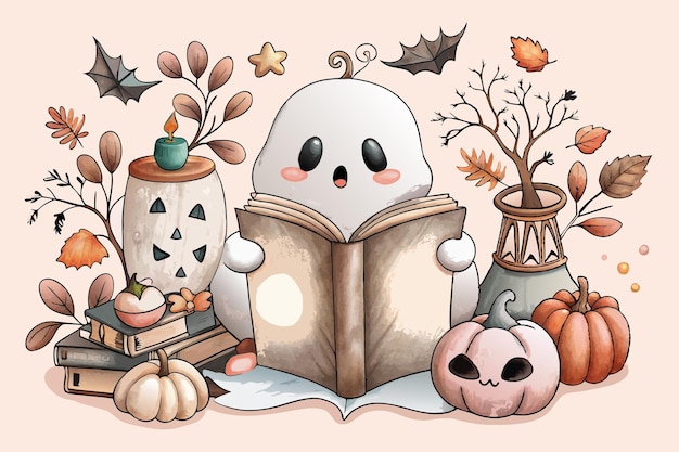 Jesień Halloween Słodki Duch Czytaj Książka