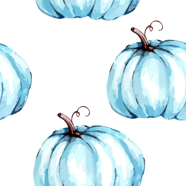 Jesień wzór z akwarela dynie Jesień lub Halloween wzór z akwarela papier do pakowania wektor wzór Dziękczynienia niebieskie tło lub tapeta