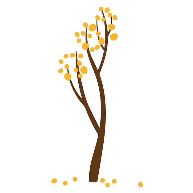 Jesienne Drzewo. żółty Spadek Liści Izolowany Na Białym Tle. Jesienny Złoty Ogród Drzewo