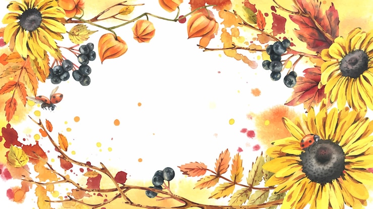 Wektor jesienne jagody physalis chokeberry rowan liście klon brzoza rudbeckia kwiaty gałęzie drzew i