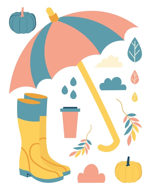 jesienne naklejki na odizolowanym tle ilustracja wektorowa