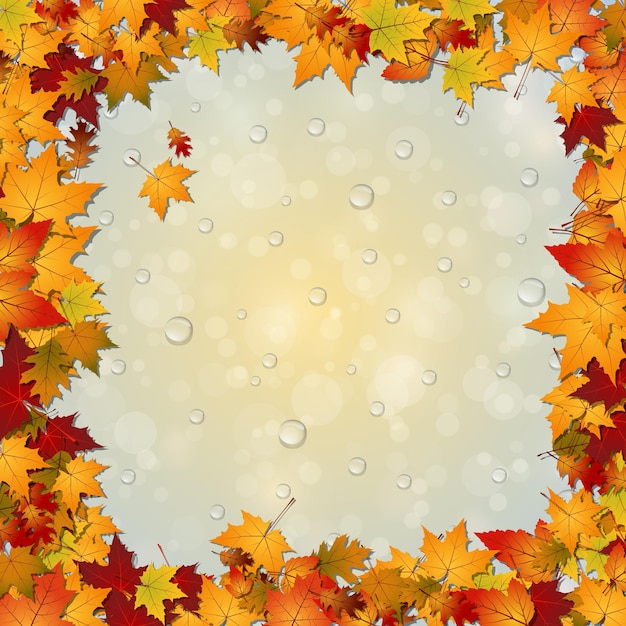 Jesienny Styl Niewyraźne Tło Z Kolorowymi Liśćmi