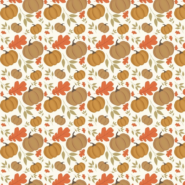 Plik wektorowy jesienny wzór z dyniami i liśćmi