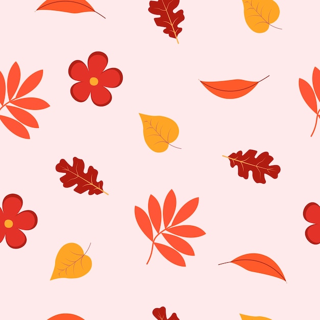 Jesienny Wzór Z Liśćmi Na Różowym Tle