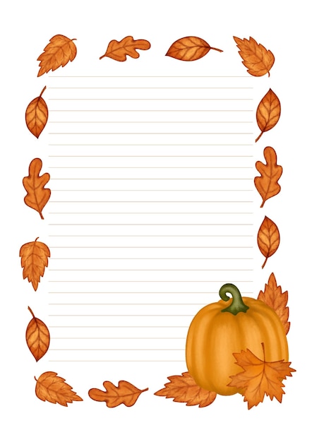 Plik wektorowy jesieński szablon papieru z jesiennymi liśćmi i dynią