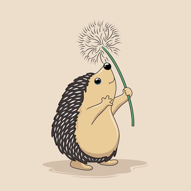 Jeż Graj Dandelion Flower Flying Cartoon Porcupine