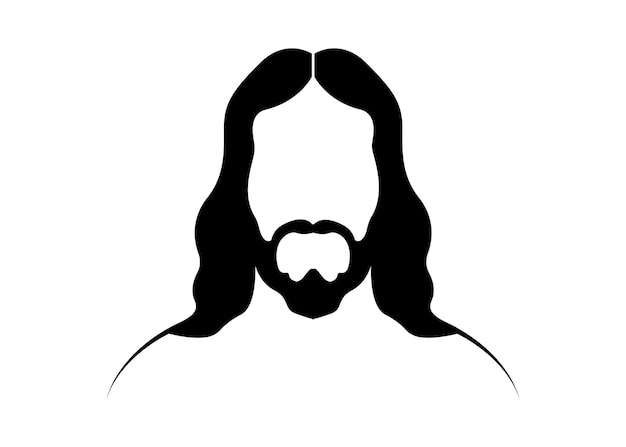 Jezus Chrystus, Graficzny Portret Wektor Czarna Sylwetka Na Białym Tle