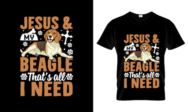 Plik wektorowy jezus i mój beagle to wszystko czego potrzebuję kolorowy graficzny t-shirt beagle t-shirt design