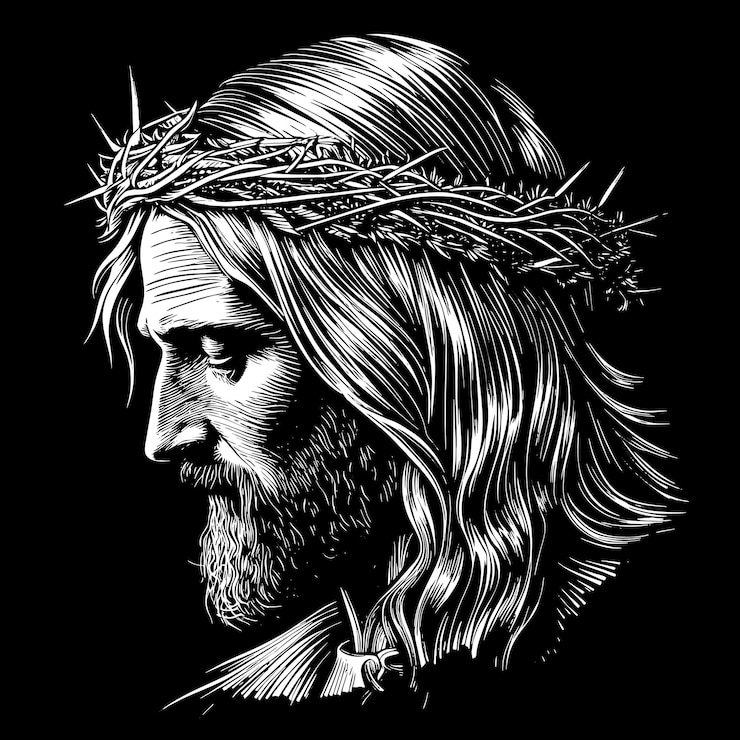 Wektor jezus noszący koronę z cierńów