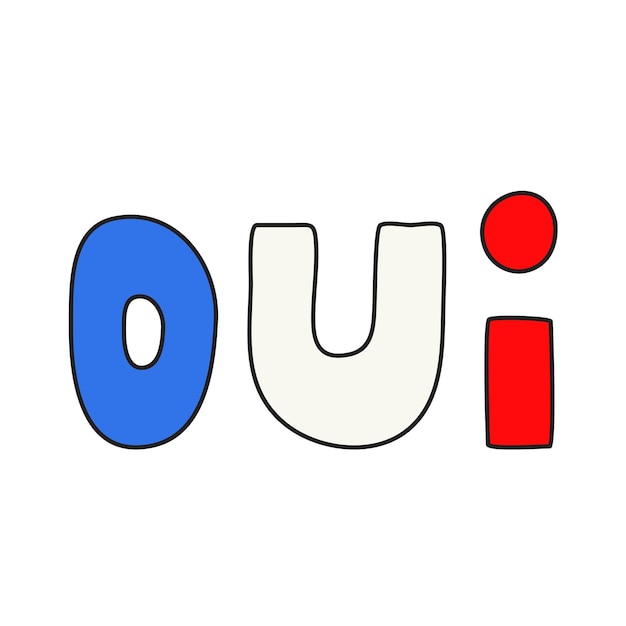 Język francuski Oui Jego znaczenie Tak Wektorowy projekt graficzny