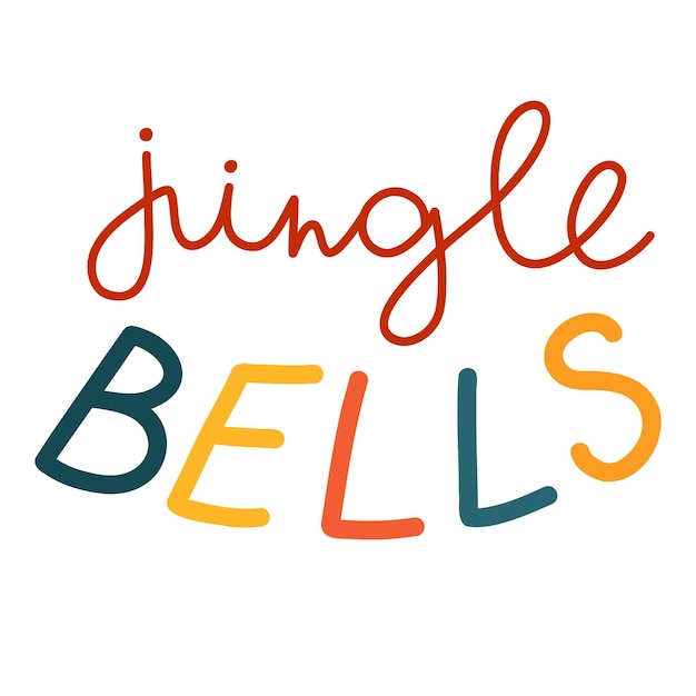 Jingle Bells ładny Na Białym Tle Napis Wektorowy Ze Słynnej Piosenki Na Popularne Wakacje Odręczne Gratulacje Z Boże Narodzenie Kaligraficzna Fraza Na Plakaty Kartkę Z życzeniami Wydrukuj Baner Naklejki