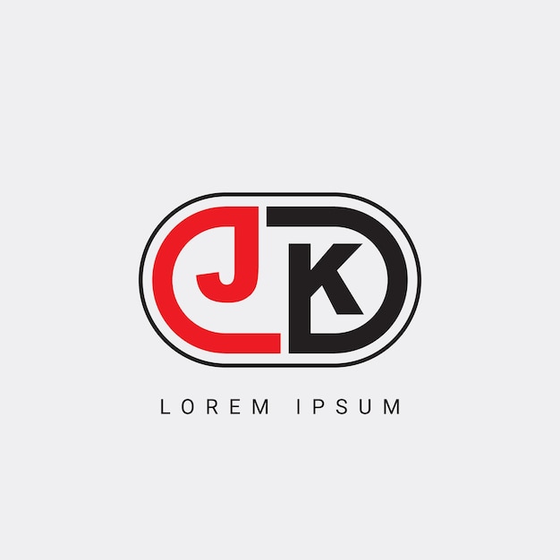 Plik wektorowy jk lub kj letter initial logo design wektorowy szablon