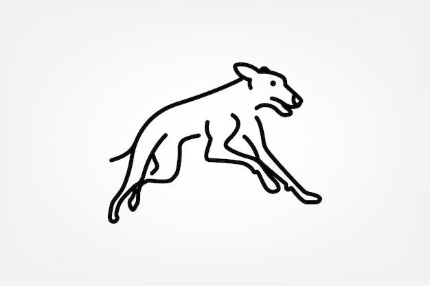 Jumping dog icon Outline running dog vector template for web design isolated on white background