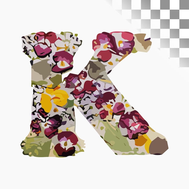 Plik wektorowy k letter design stylowy font tłoczone kwiaty alfabet