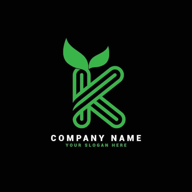 K Naturalne Logo Litery, Logo Litery K Z Liśćmi, Eco, Botanical
