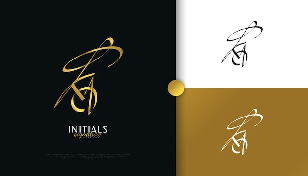 Ka Initial Signature Logo Design Z Eleganckim I Minimalistycznym Złotym Stylem Pisma Początkowego K I Projekt Logo Na ślub Butik Z Biżuterią I Tożsamość Marki Biznesowej