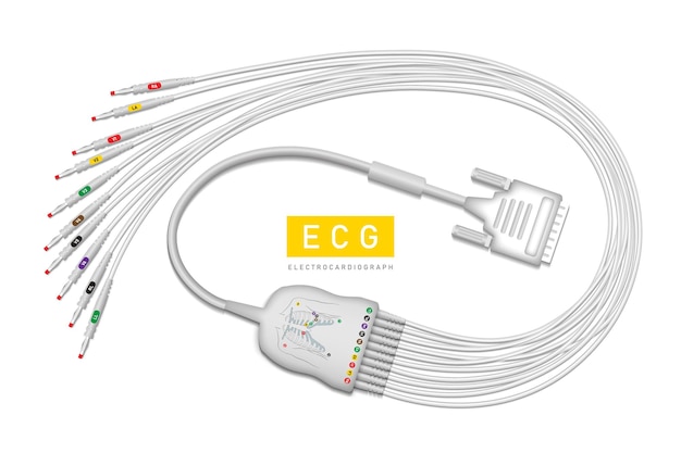 Plik wektorowy kabel elektrokardiografu