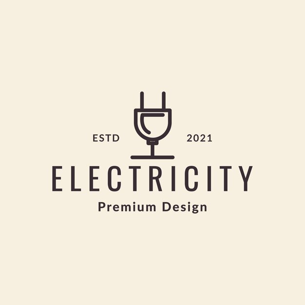 Kabel elektryczny wtyczki hipster vintage logo symbol ikona wektor projekt graficzny ilustracja pomysł