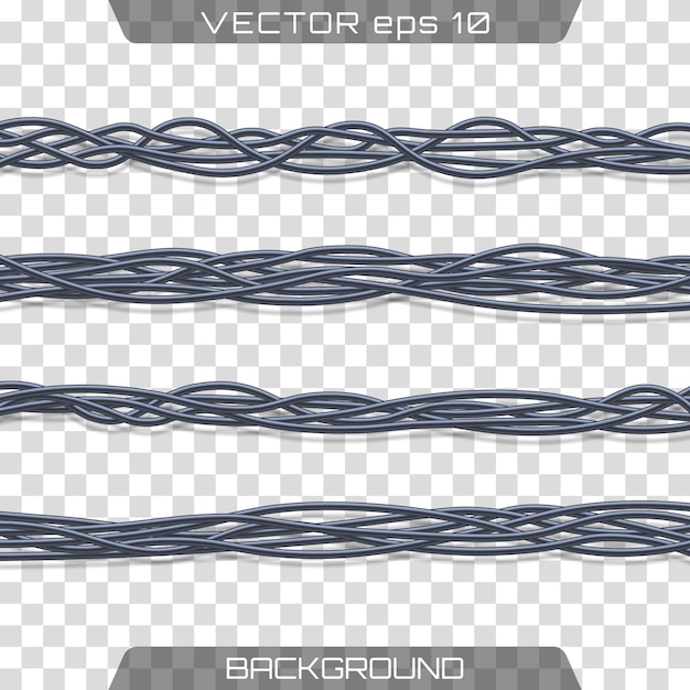 Plik wektorowy kable elektryczne realistyczne szare przewody elektryczne przemysłowe.