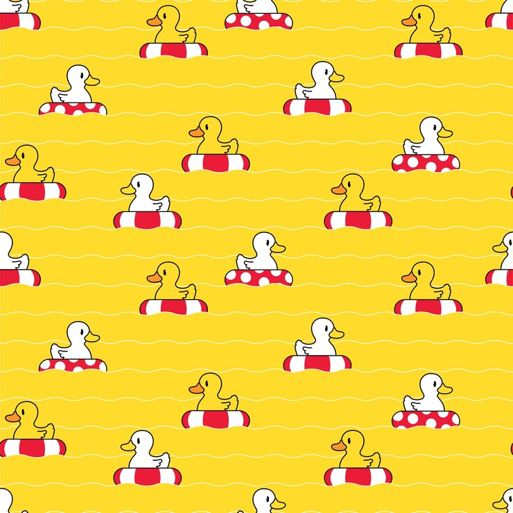 kaczka wzór pływanie pierścień nadmuchiwane kreskówka doodle