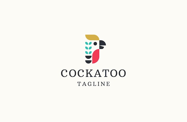 Kakadu ptak logo ikona projektowania szablonu płaskie wektor ilustracja