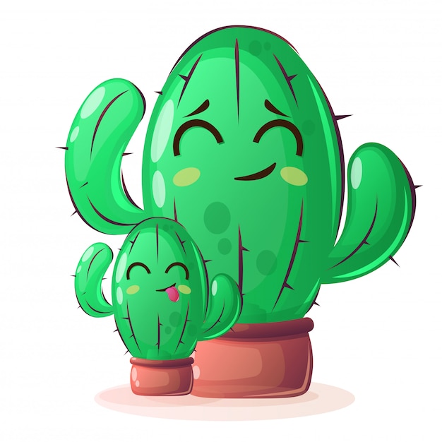 Kaktus Rośliny W Stylu Cartoon