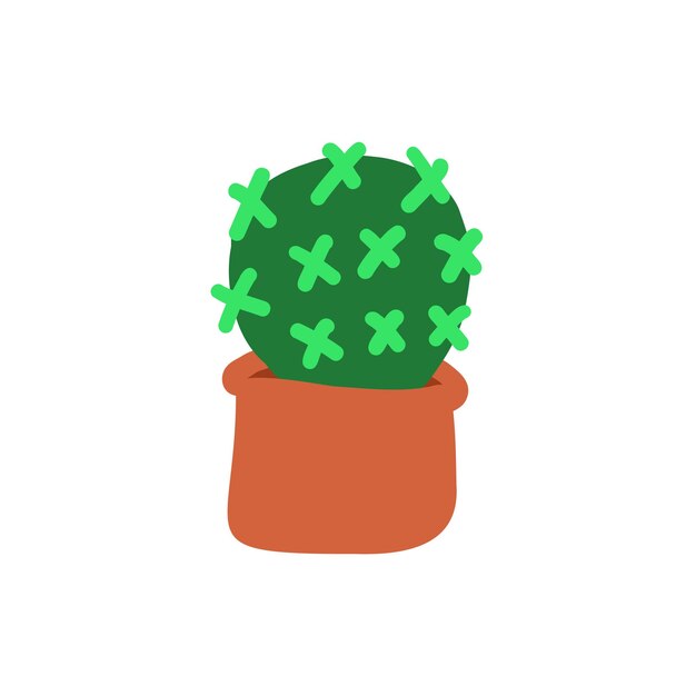 Kaktus W Stylu Płaski Kreskówka