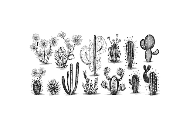 Plik wektorowy kaktus z kwiatami wektorowy projekt ilustracji