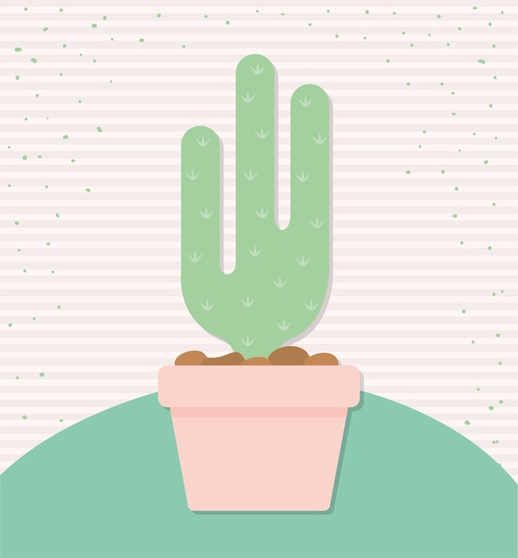 Kaktus Z Zielonym Kolorem W Doniczce Na Górskiej Ilustracji