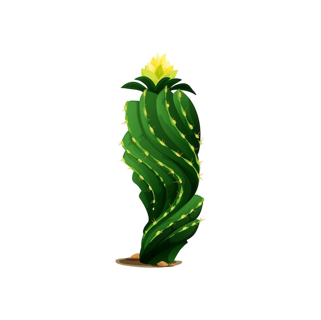Kaktus Z żółtym Kwiatem Izolowanym Kolczastą Rośliną