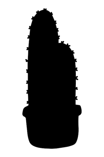 Plik wektorowy kaktusy z igłami w doniczce do wnętrza doodle liniowej kreskówki