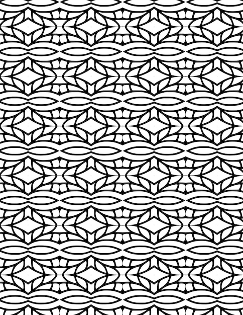 Kaleidoskop Geometryczny wzór Tło Powtarzana ilustracja Czarno-biały lineart