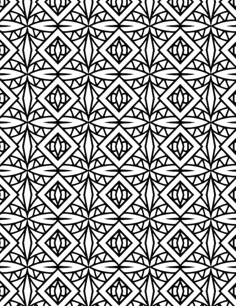Kaleidoskop Geometryczny wzór Tło Powtarzana ilustracja Czarno-biały lineart