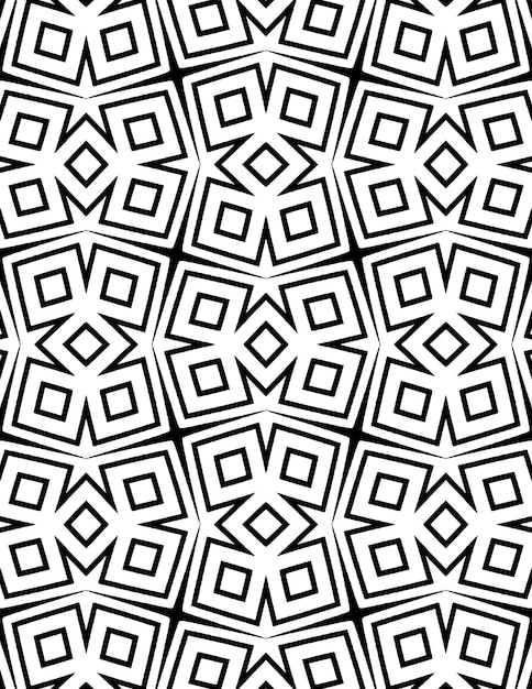 Kaleidoskop Geometryczny wzór Tło Powtarzana ilustracja Czarno-biały lineart