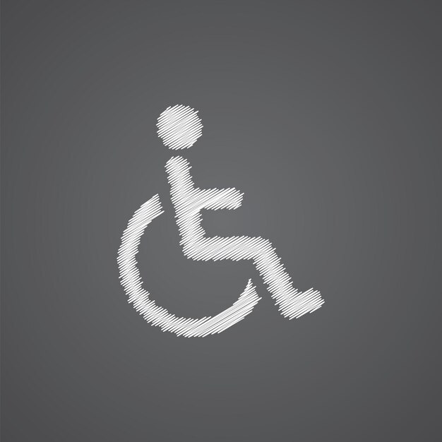 Plik wektorowy kaleka szkic logo doodle ikona na białym tle na ciemnym tle
