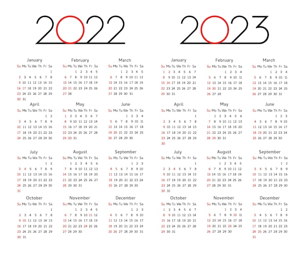 Kalendarz 2022 2023 Rok Edytowalny Szablon Tydzień Początek Niedziela Szablon Planowania Biznesowego
