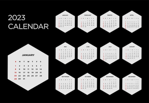 Plik wektorowy kalendarz 2023