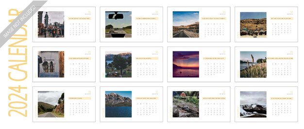 Plik wektorowy kalendarz 2024 para agregar imgenes e imprimir