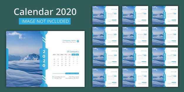 Plik wektorowy kalendarz biurkowy 2020