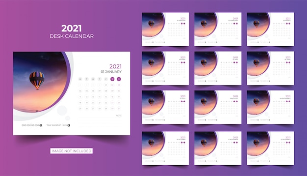 Plik wektorowy kalendarz biurkowy, kalendarz stołowy 2021