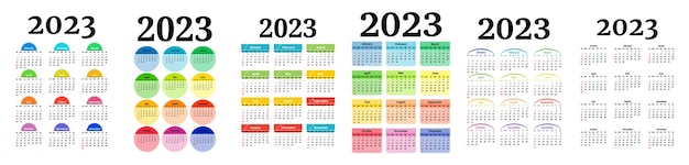 Kalendarz na rok 2023 na białym tle