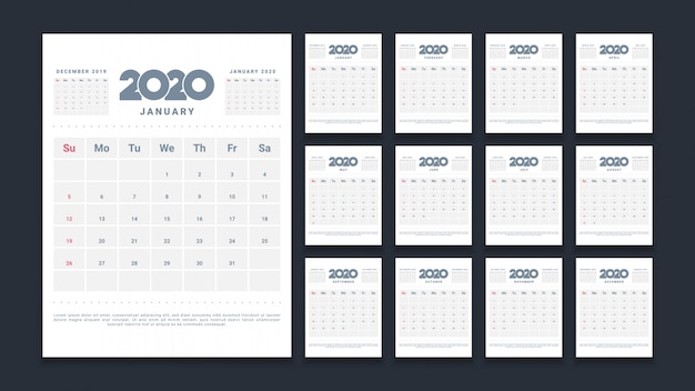 Kalendarz ścienny Clean 2020